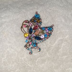 Oversized Butterfly Brooch Retro Style Gold Costume Jewelry Pin